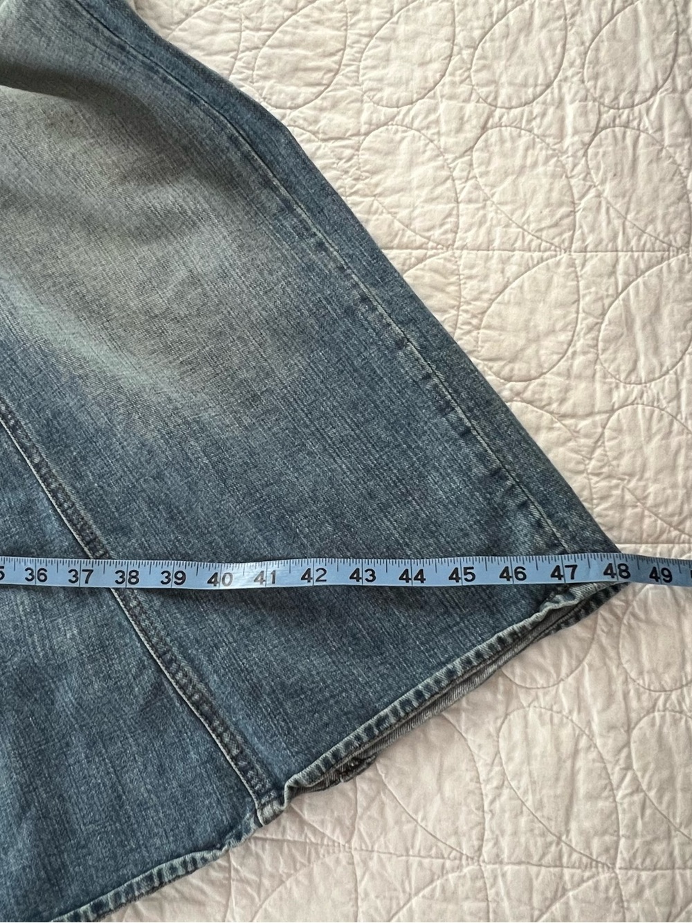 Ralph Lauren Jeans Co VTG Y2K 2-Tone Distressed Blue Denim Maxi Skirt Grunge - Picture 6 of 8